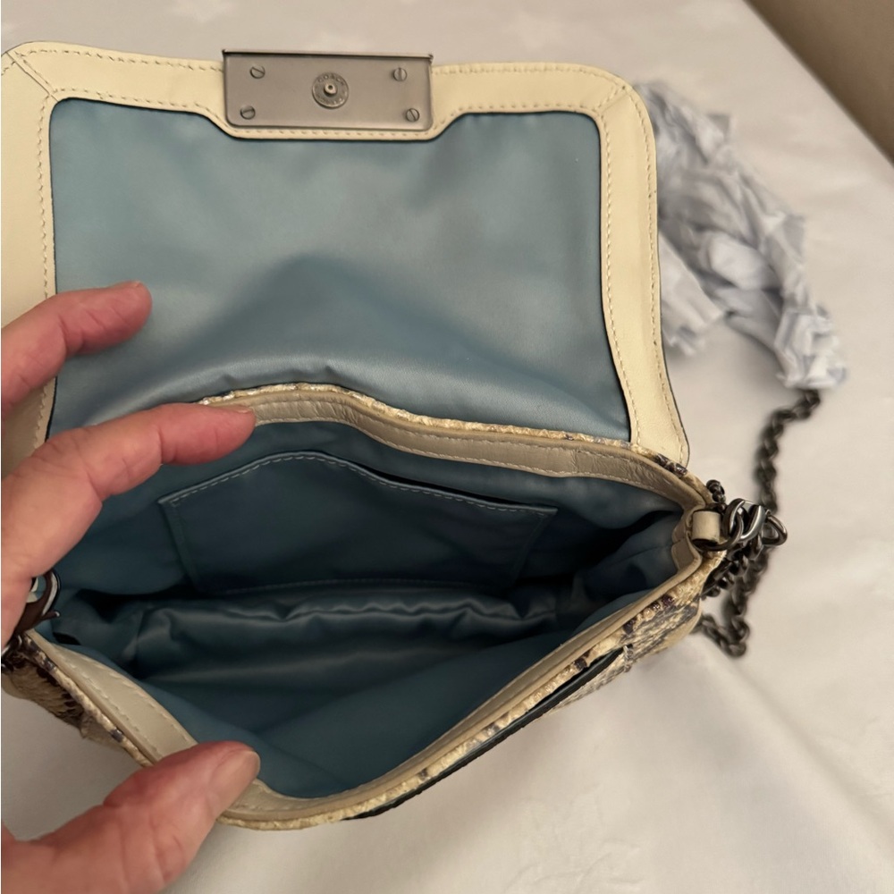 Coach Kristin Python Embossed Crossbody Bag with a detachable chain strap. - Picture 5 of 6